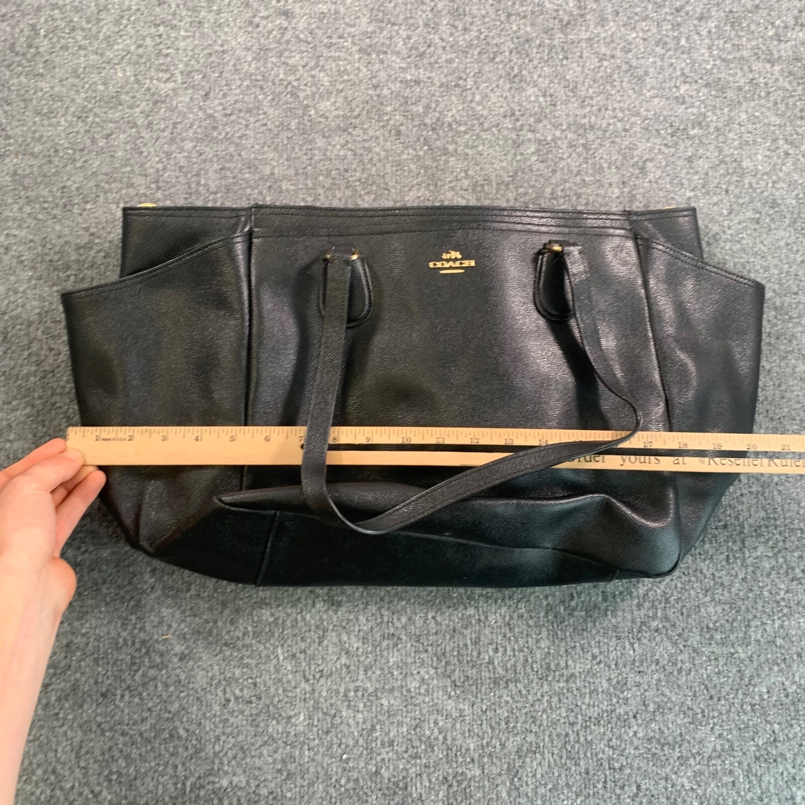 Coach Tote Bag Black Leather Shoulder Diaper Xl Bag F57786